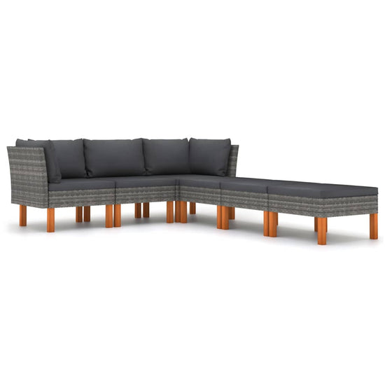 6-delige Loungeset met kussens poly rattan grijs MeubelReus