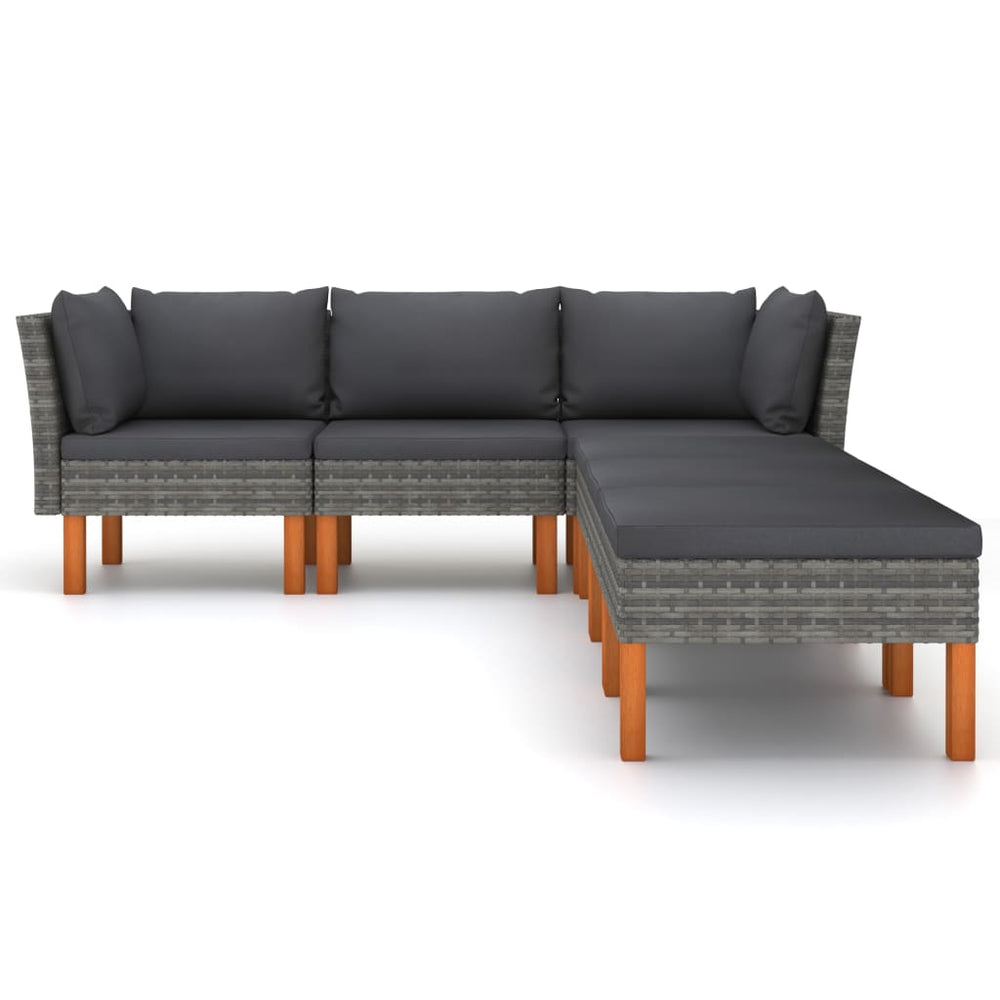 6-delige Loungeset met kussens poly rattan grijs MeubelReus