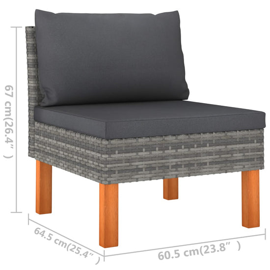 6-delige Loungeset met kussens poly rattan grijs MeubelReus