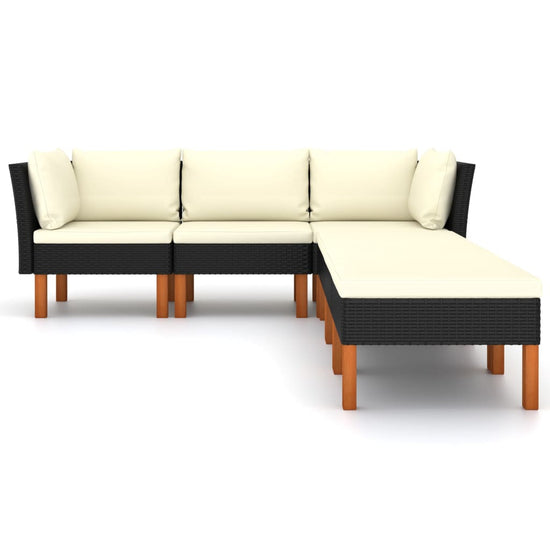 6-delige Loungeset met kussens poly rattan zwart MeubelReus