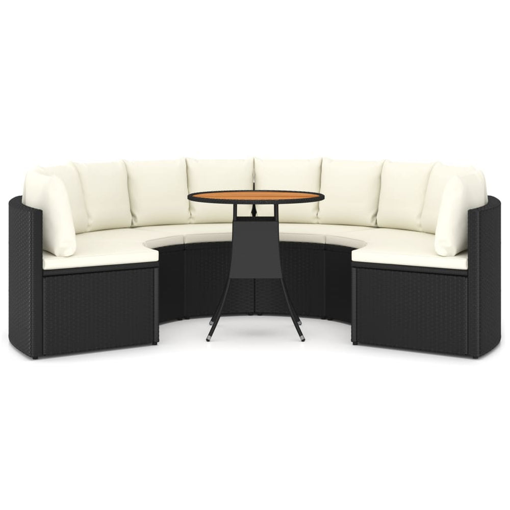 7-delige Loungeset met kussens poly rattan zwart MeubelReus