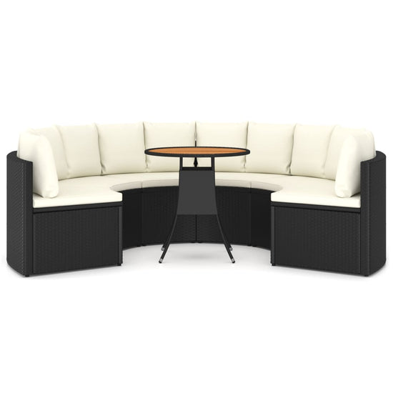 7-delige Loungeset met kussens poly rattan zwart MeubelReus