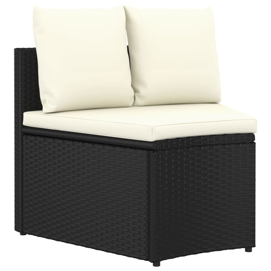 7-delige Loungeset met kussens poly rattan zwart MeubelReus