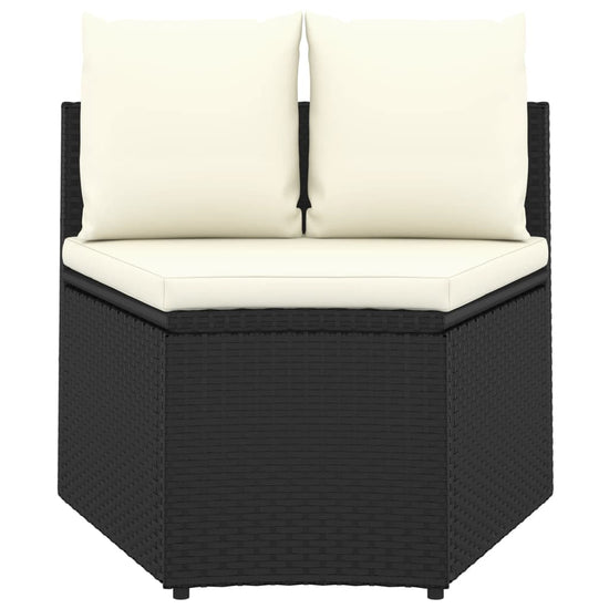 7-delige Loungeset met kussens poly rattan zwart MeubelReus