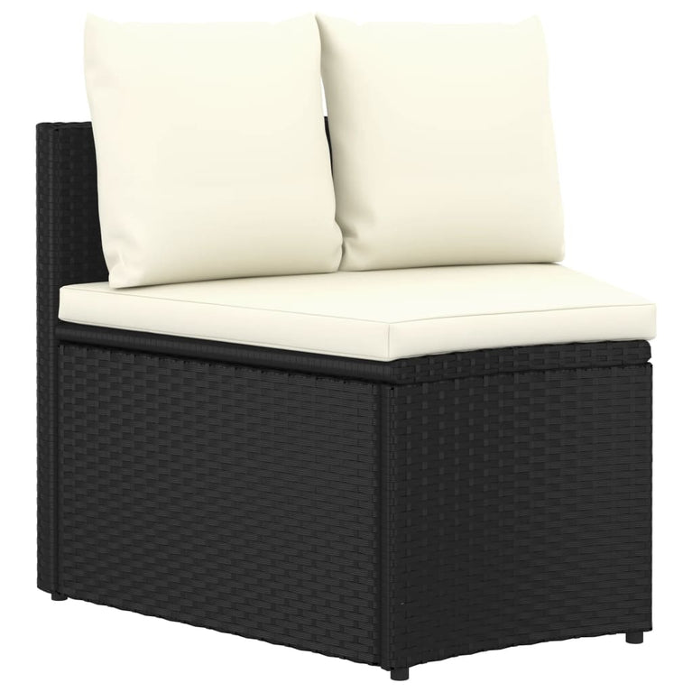 7-delige Loungeset met kussens poly rattan zwart MeubelReus