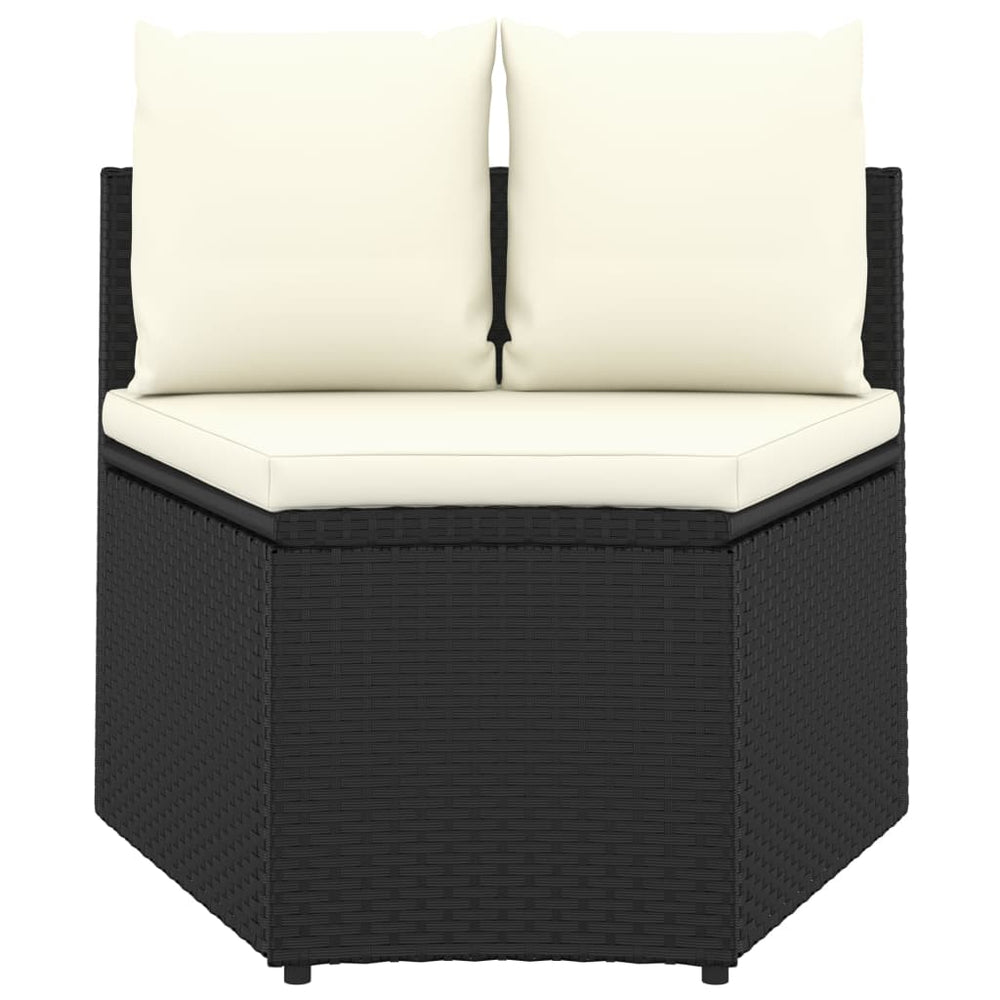 7-delige Loungeset met kussens poly rattan zwart MeubelReus