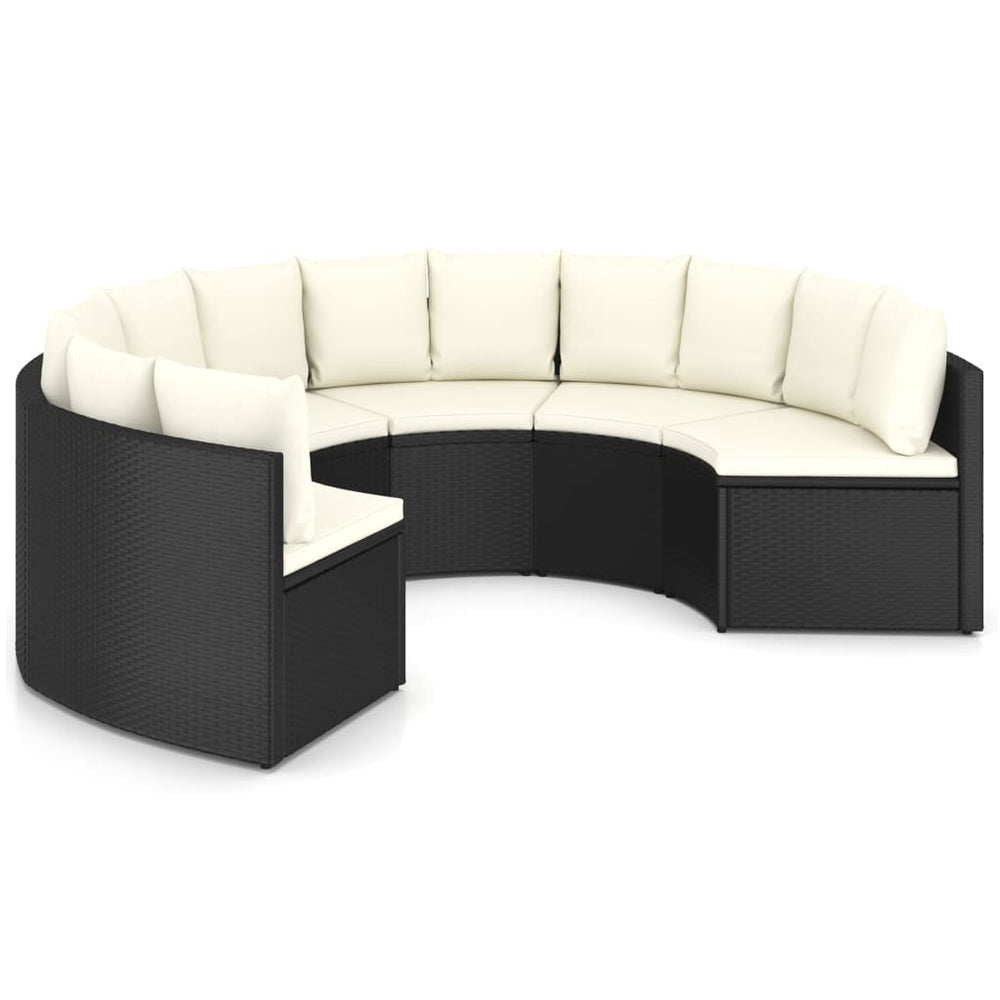 6-delige Loungeset met kussens poly rattan zwart MeubelReus