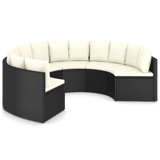 6-delige Loungeset met kussens poly rattan zwart MeubelReus