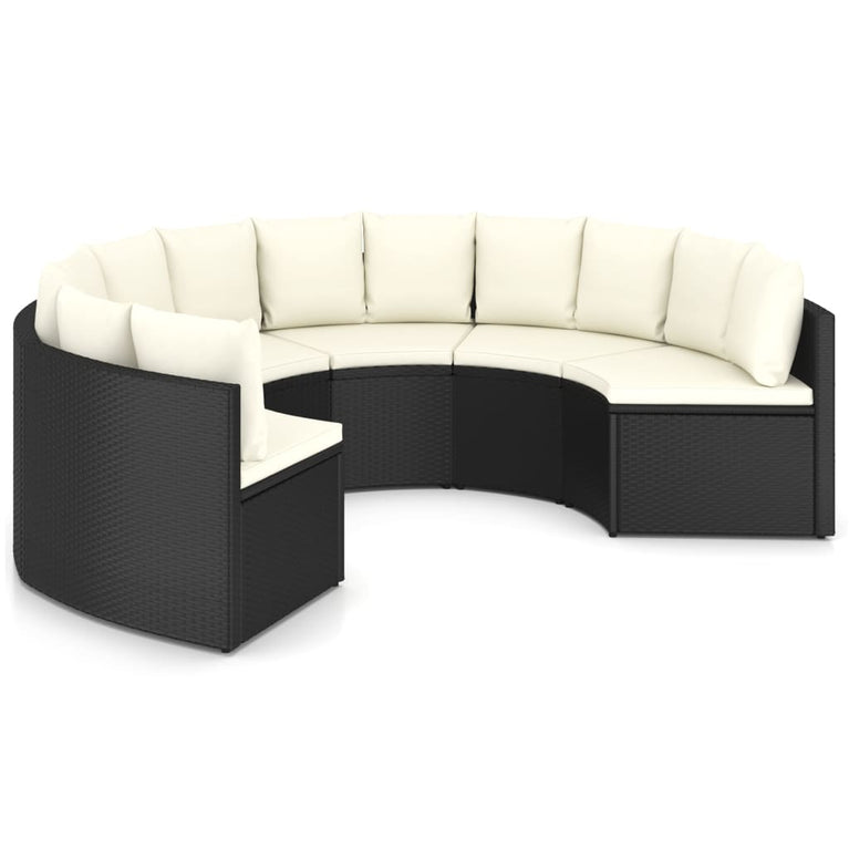 6-delige Loungeset met kussens poly rattan zwart MeubelReus