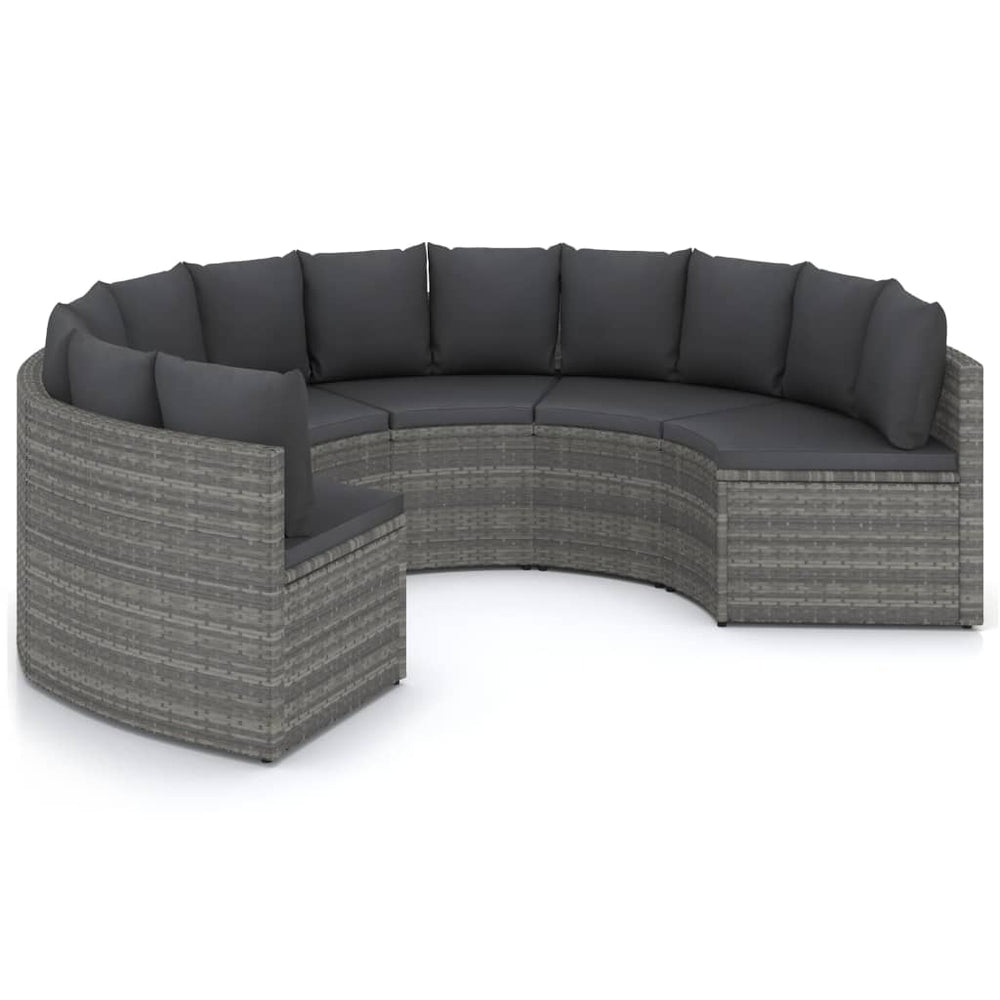 6-delige Loungeset met kussens poly rattan grijs MeubelReus