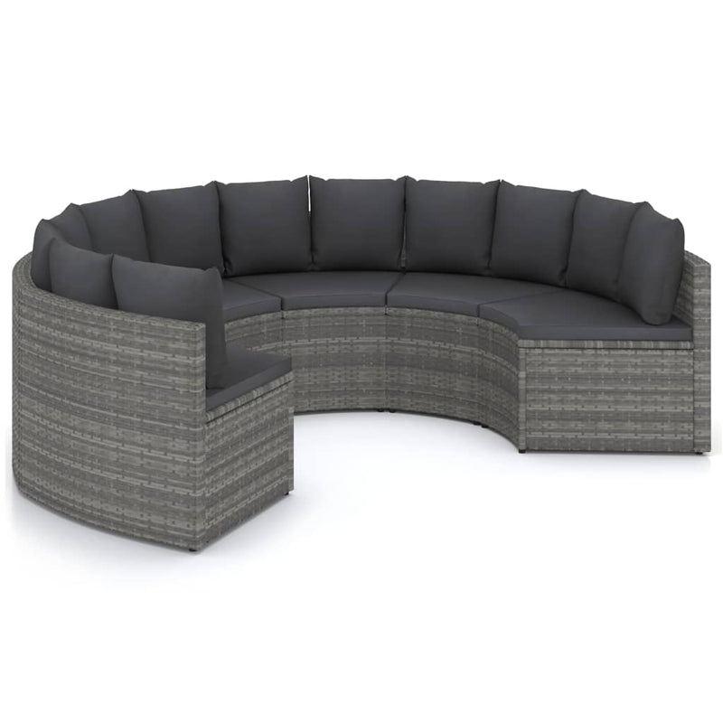 6-delige Loungeset met kussens poly rattan grijs MeubelReus