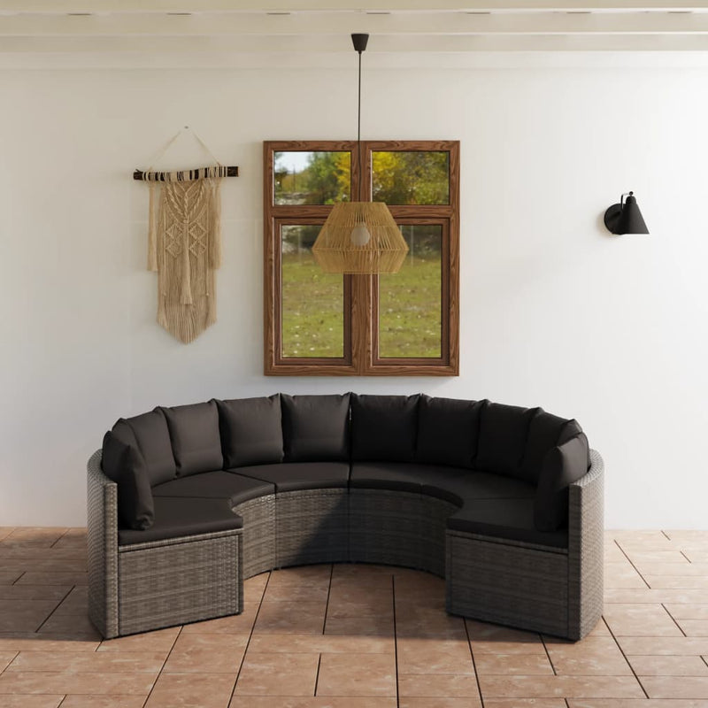 6-delige Loungeset met kussens poly rattan grijs MeubelReus