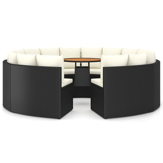 9-delige Loungeset met kussens poly rattan zwart MeubelReus