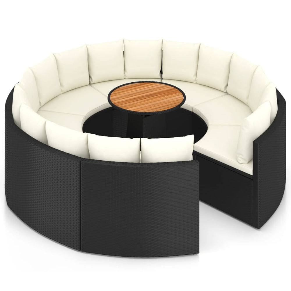 9-delige Loungeset met kussens poly rattan zwart MeubelReus