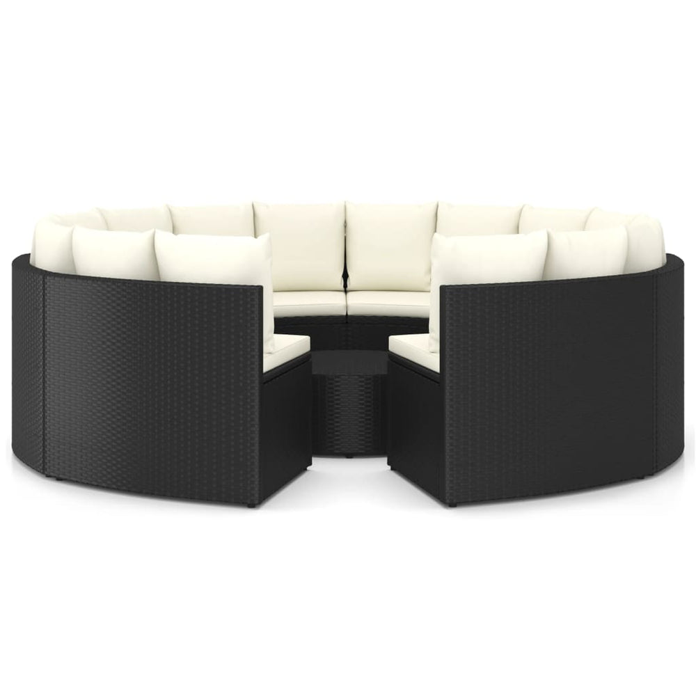9-delige Loungeset met kussens poly rattan zwart MeubelReus