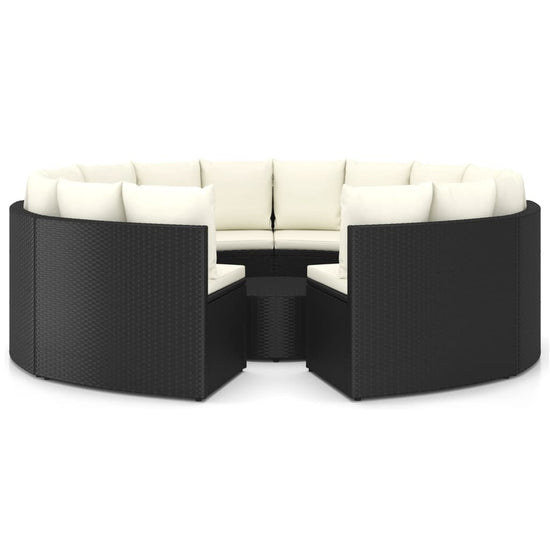 9-delige Loungeset met kussens poly rattan zwart MeubelReus