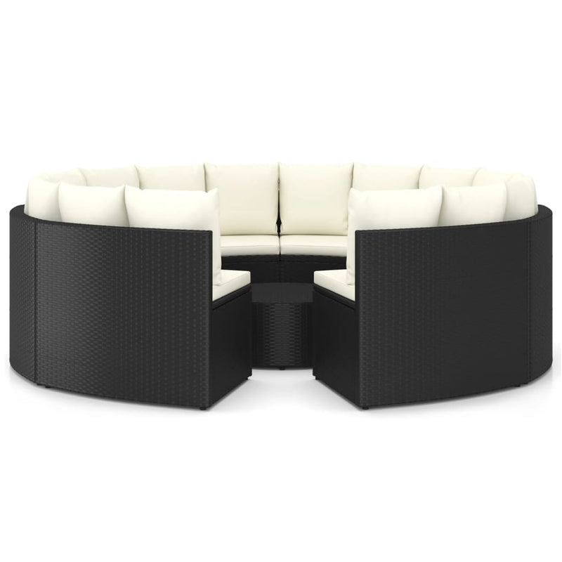 9-delige Loungeset met kussens poly rattan zwart MeubelReus