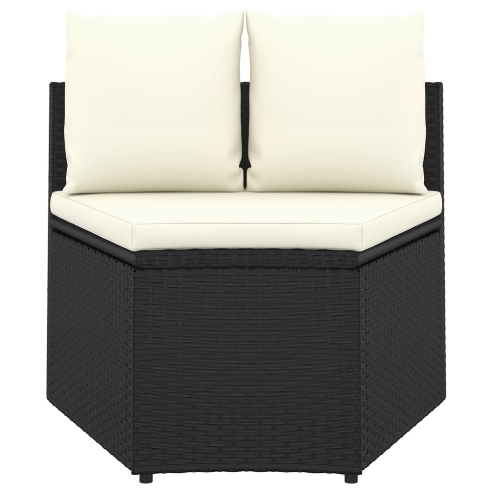 8-delige Loungeset met kussens poly rattan zwart MeubelReus