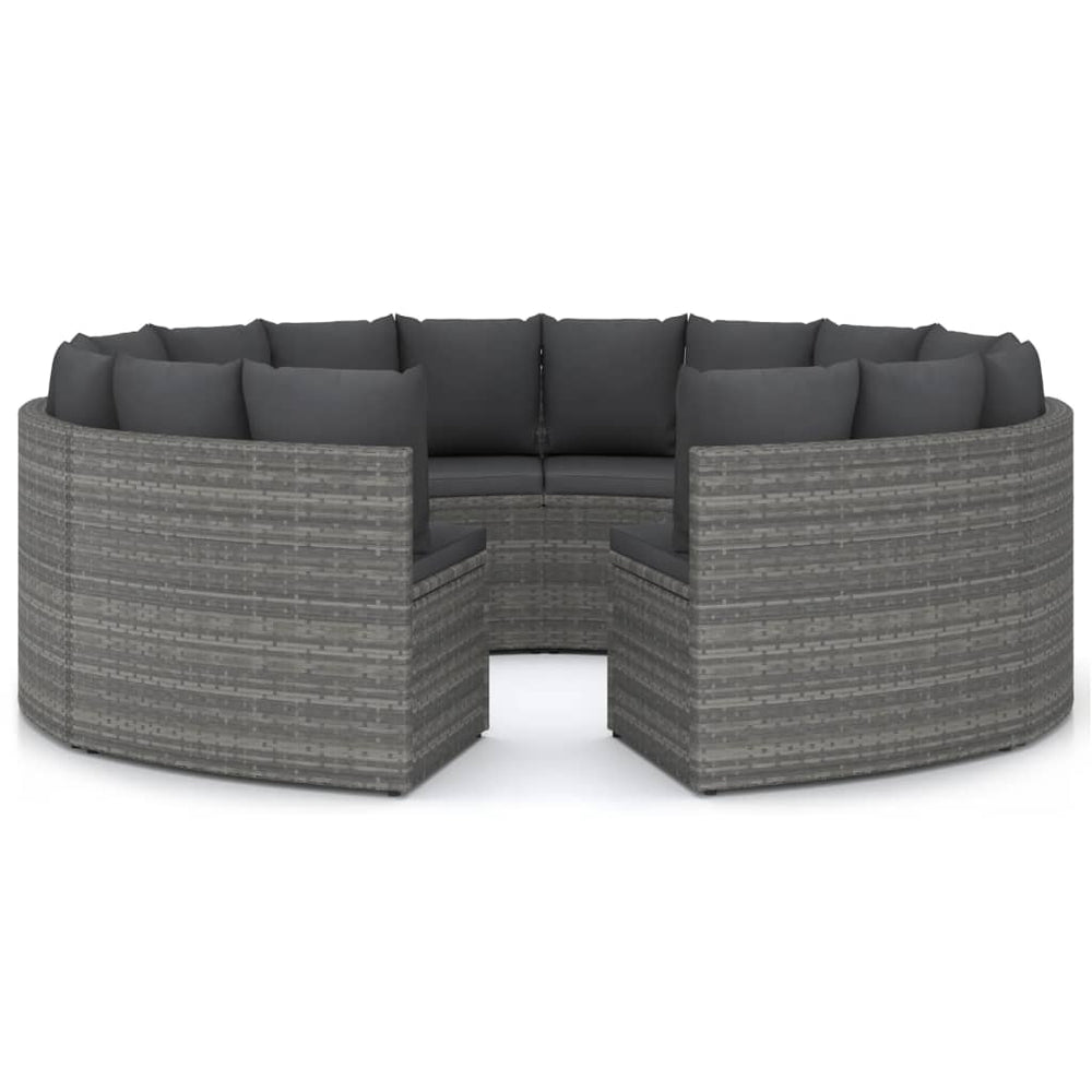 8-delige Loungeset met kussens poly rattan grijs MeubelReus