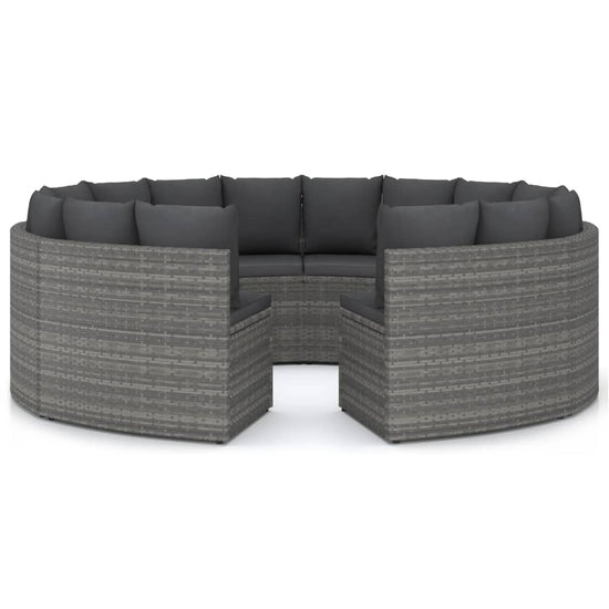8-delige Loungeset met kussens poly rattan grijs MeubelReus