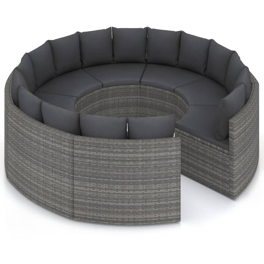8-delige Loungeset met kussens poly rattan grijs MeubelReus