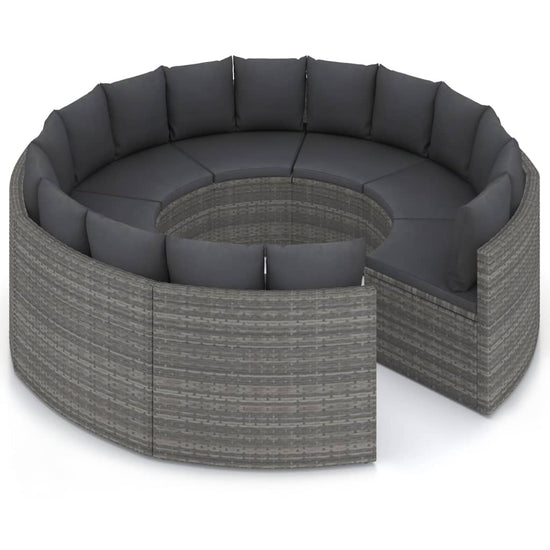 8-delige Loungeset met kussens poly rattan grijs MeubelReus