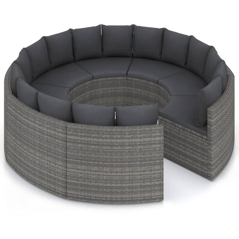8-delige Loungeset met kussens poly rattan grijs MeubelReus