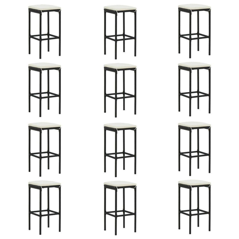 16-delige Tuinbarset met kussens poly rattan zwart MeubelReus