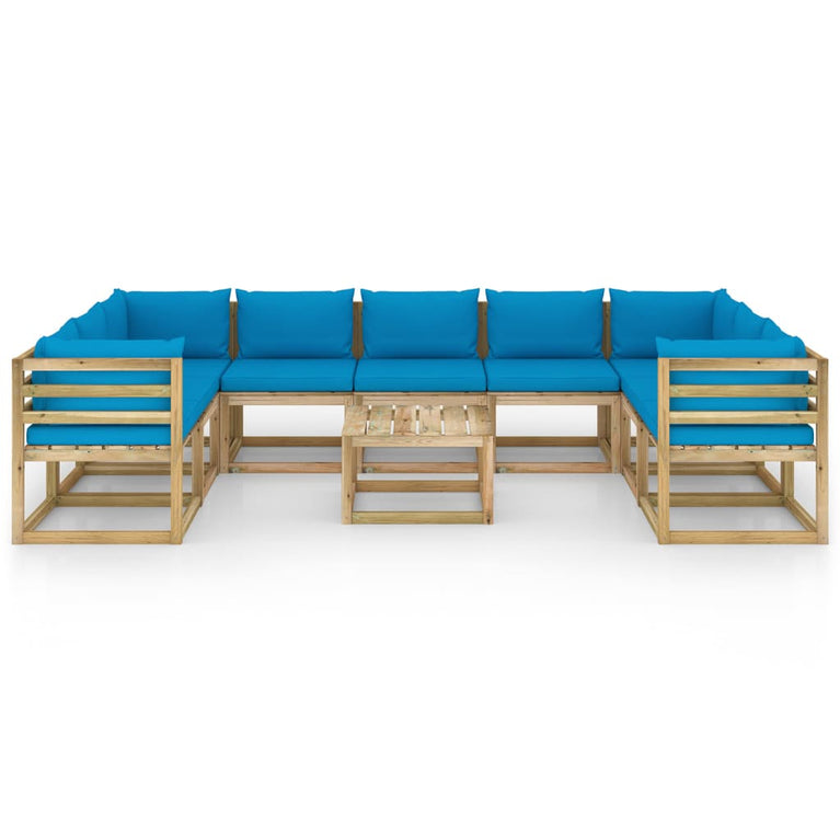 10-delige Loungeset met kussens geïmpregneerd grenenhout MeubelReus
