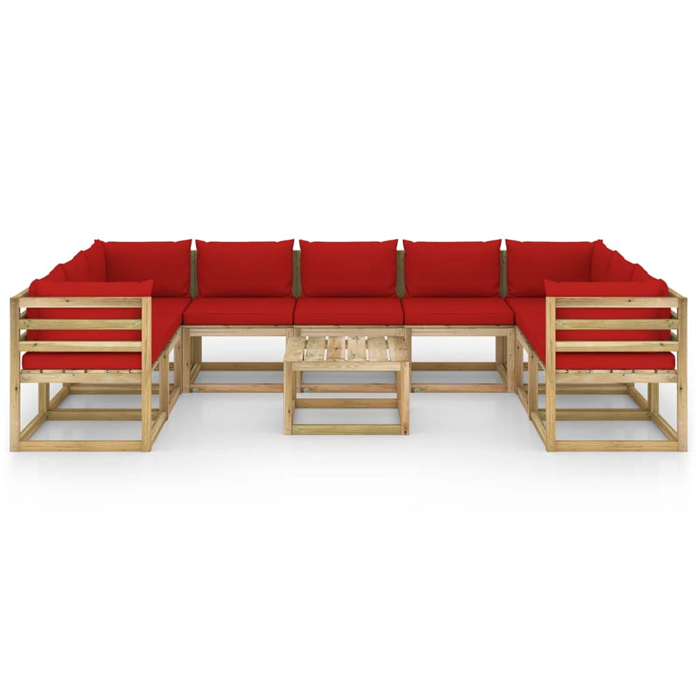 10-delige Loungeset met kussens geïmpregneerd grenenhout MeubelReus