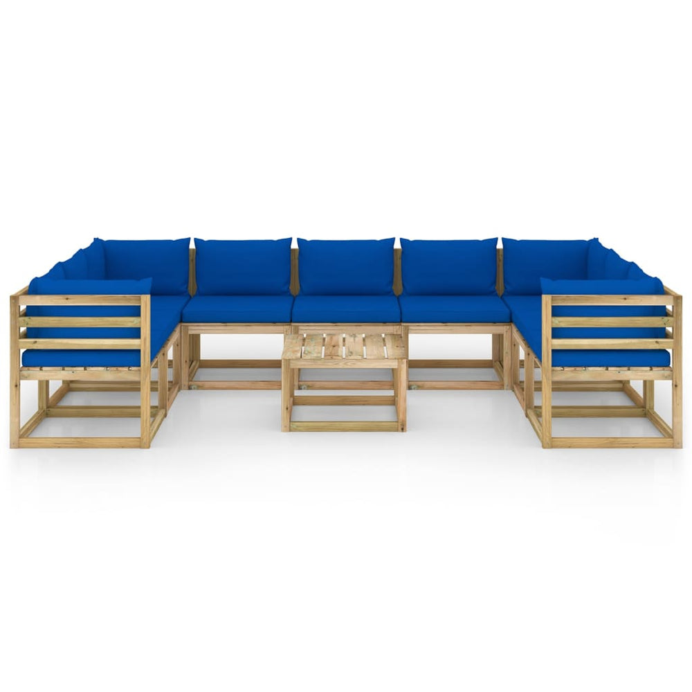 10-delige Loungeset met kussens geïmpregneerd grenenhout MeubelReus