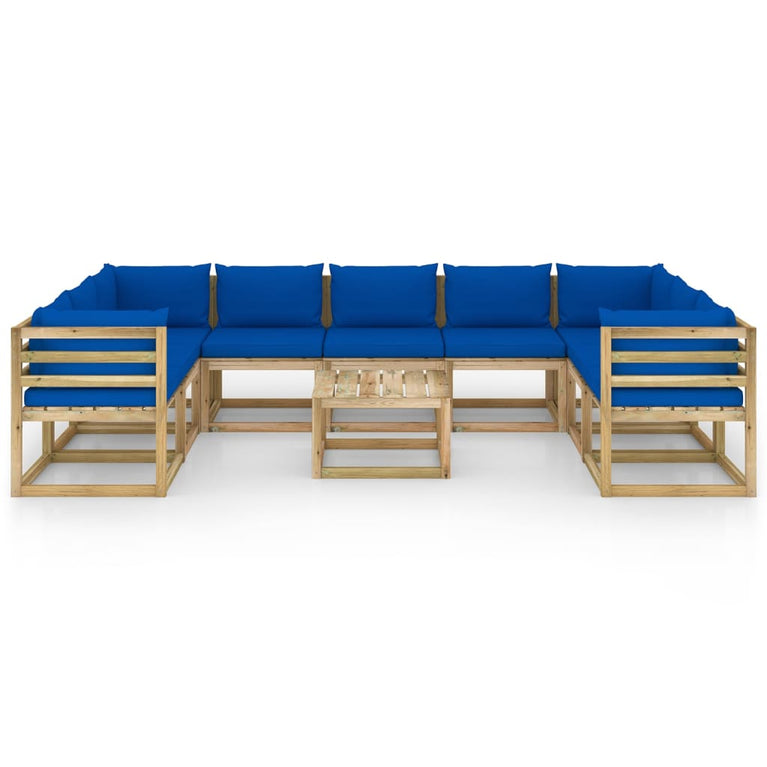10-delige Loungeset met kussens geïmpregneerd grenenhout MeubelReus