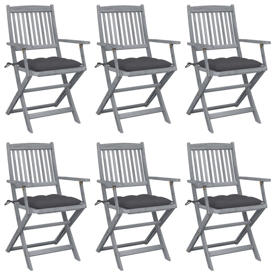 Tuinstoelen 6 st inklapbaar met kussens massief acaciahout MeubelReus