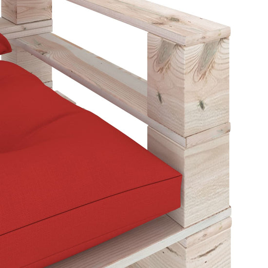 Tuinbank met rode kussens pallet grenenhout MeubelReus