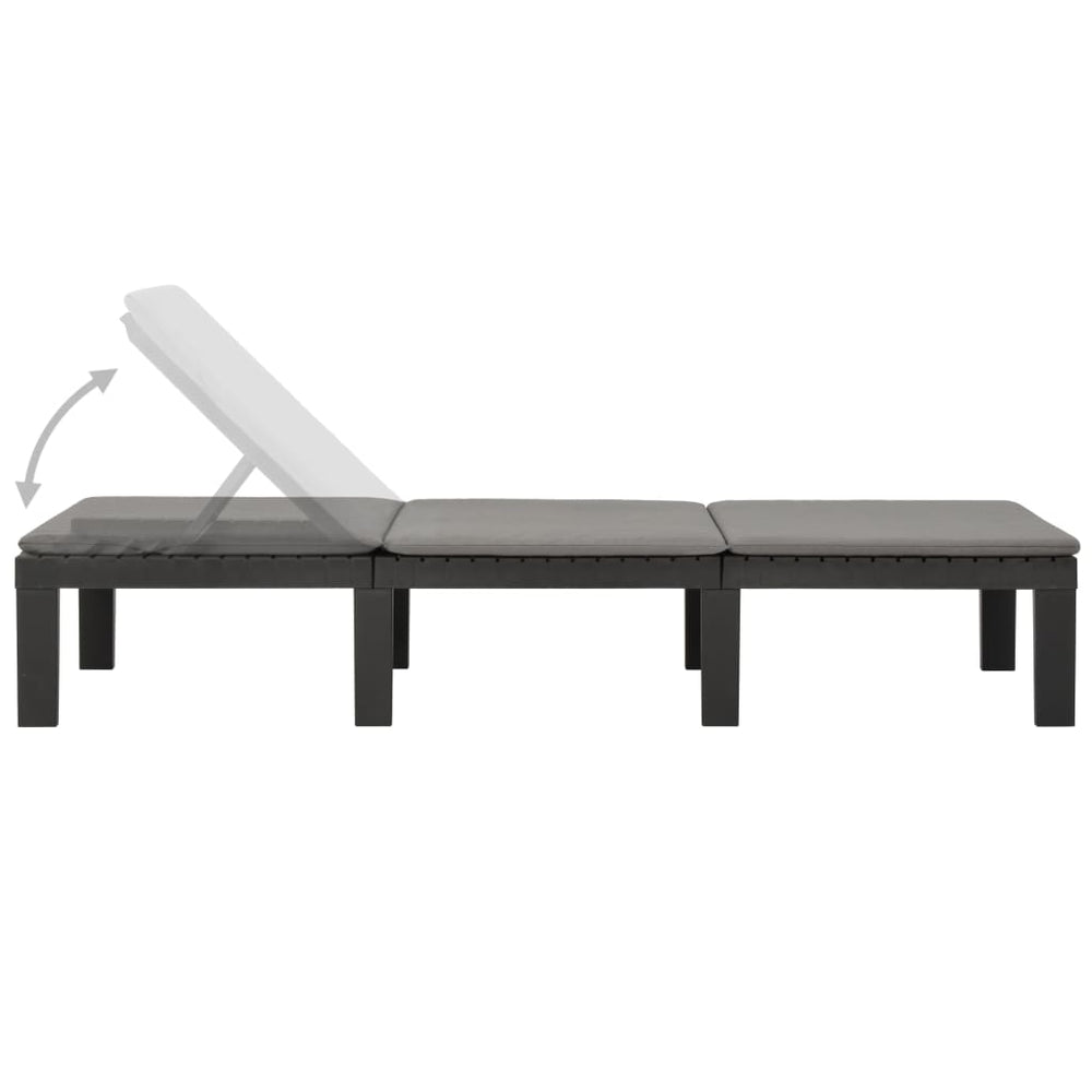 Ligbed met kussen kunststof antracietkleurig MeubelReus