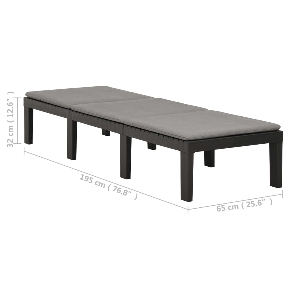 Ligbed met kussen kunststof antracietkleurig MeubelReus