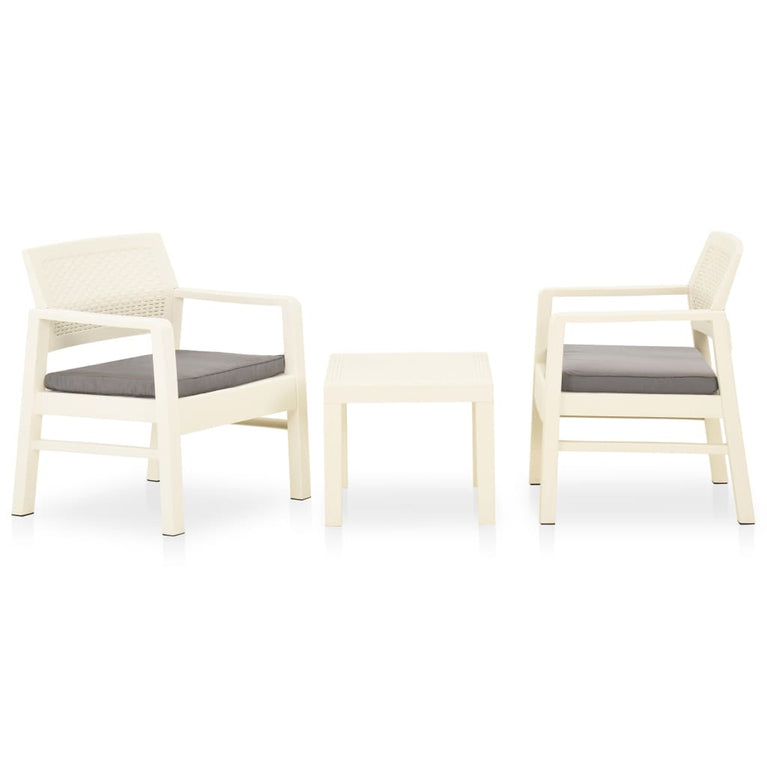 3-delige Loungeset met kussens kunststof wit MeubelReus