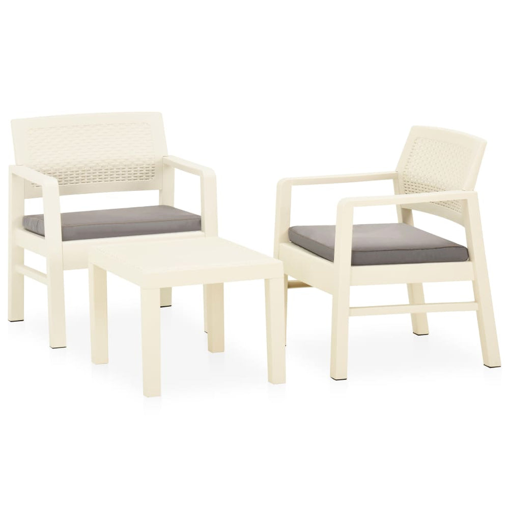 3-delige Loungeset met kussens kunststof wit MeubelReus