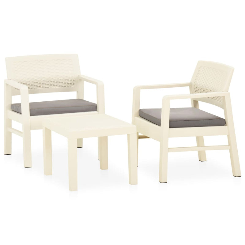 3-delige Loungeset met kussens kunststof wit MeubelReus