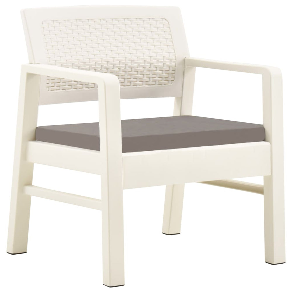 3-delige Loungeset met kussens kunststof wit MeubelReus