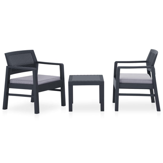 3-delige Loungeset met kussens kunststof grijs MeubelReus