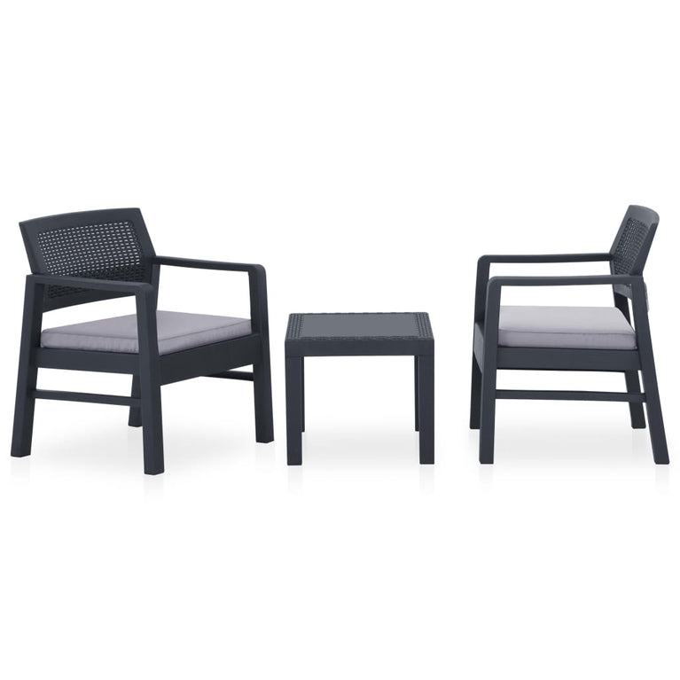3-delige Loungeset met kussens kunststof grijs MeubelReus