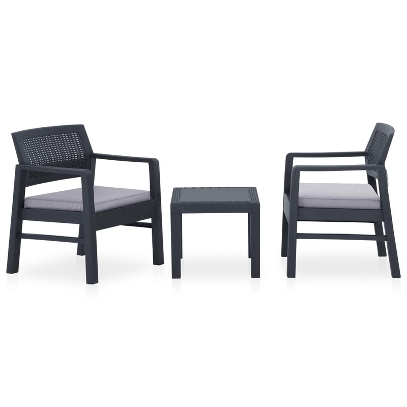 3-delige Loungeset met kussens kunststof grijs MeubelReus