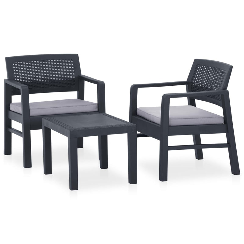 3-delige Loungeset met kussens kunststof grijs MeubelReus