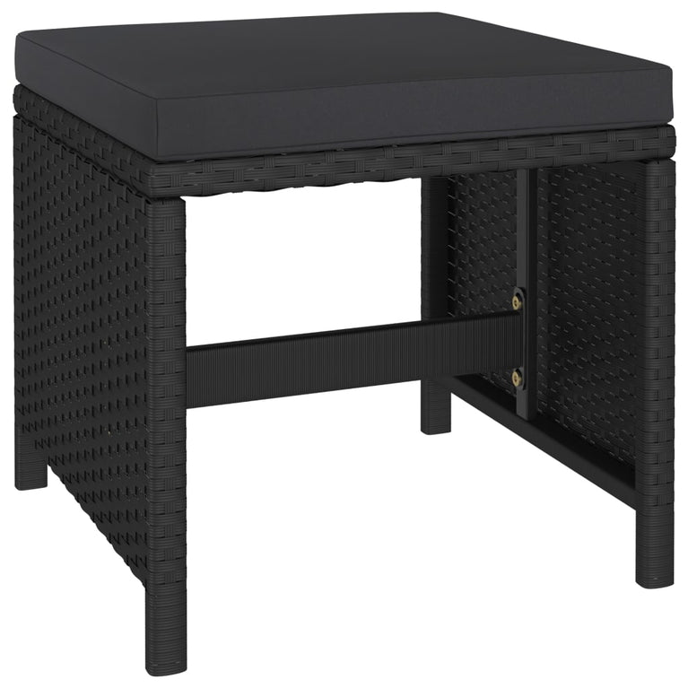 6-delige Tuinset met kussens poly rattan zwart MeubelReus