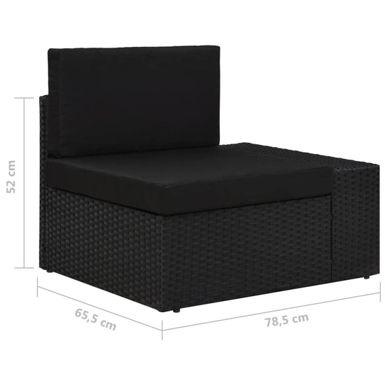9-delige Loungeset met kussens poly rattan zwart MeubelReus