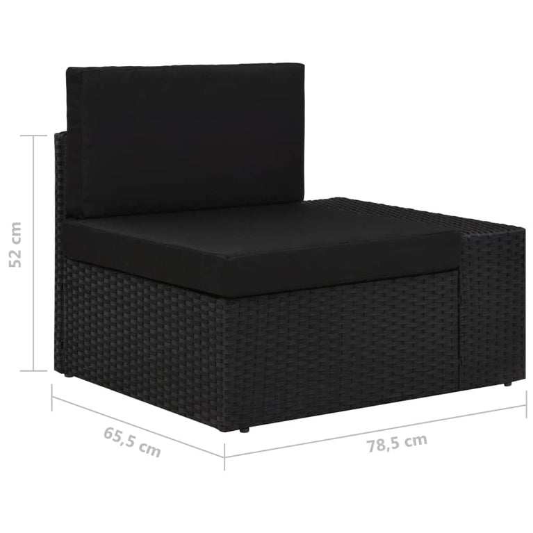 9-delige Loungeset met kussens poly rattan zwart MeubelReus