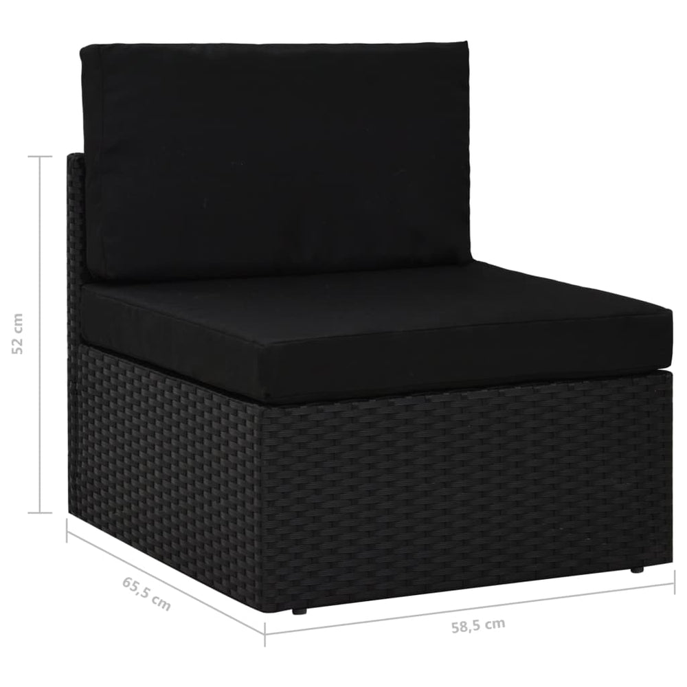6-delige Loungeset met kussens poly rattan zwart MeubelReus