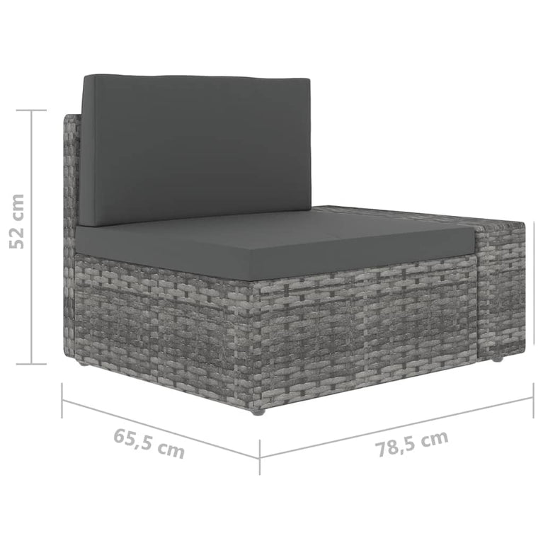 9-delige Loungeset met kussens poly rattan grijs MeubelReus