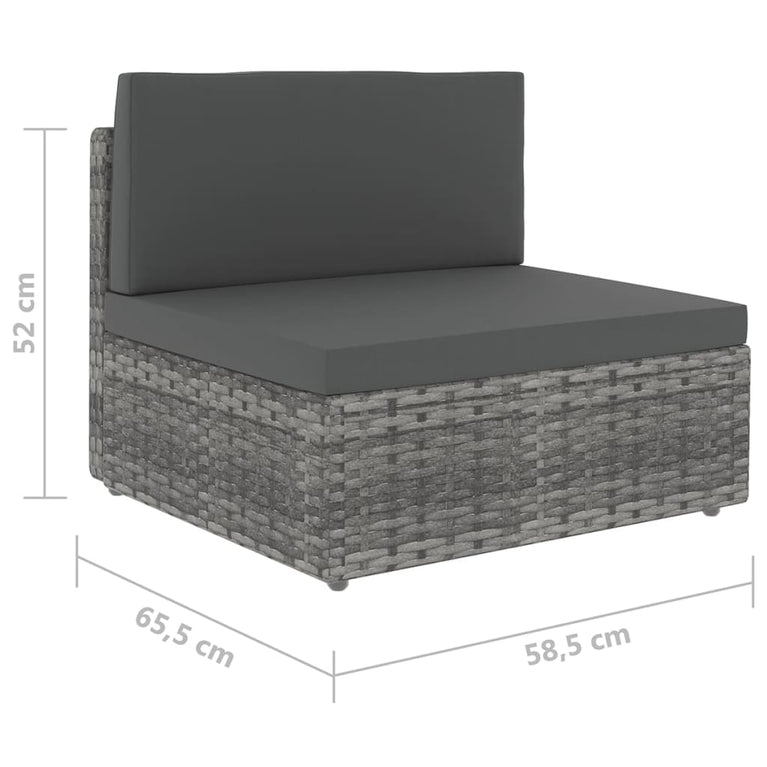 9-delige Loungeset met kussens poly rattan grijs MeubelReus
